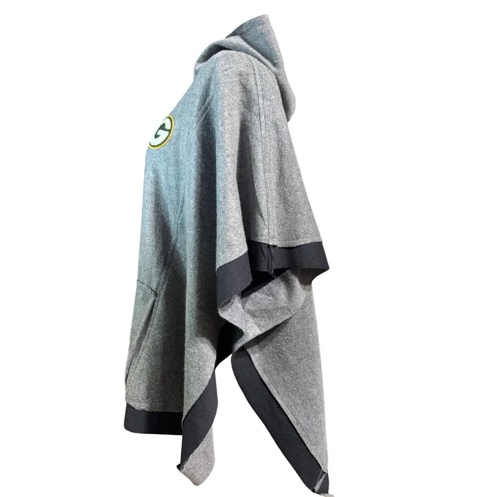 Little‎ Earth Womens Green Bay Packers OS Grey Lace-Up Hooded Poncho NFL Gameday